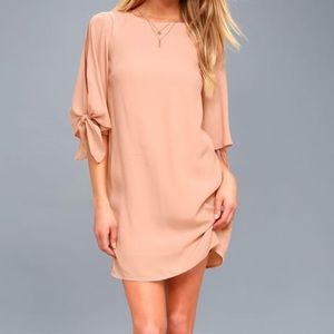Peach Tie-Sleeve Dress
